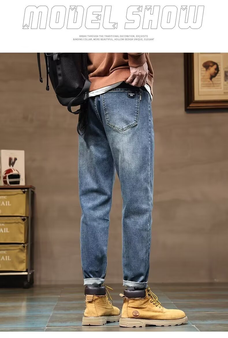 Men's Vintage Light-Wash Loose Straight Jeans