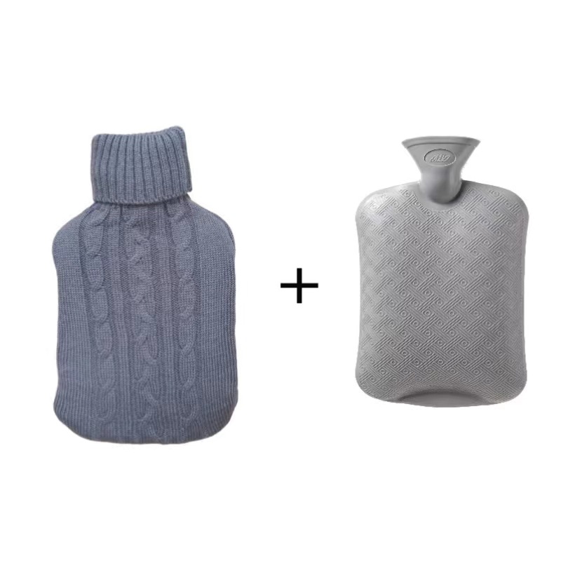 Hot Water Bottle with Cable-Knit Cover (2 Piece)