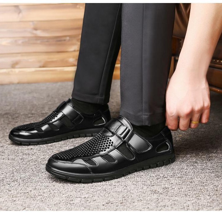 Men's Breathable Hollow-Out Leather Summer Shoes
