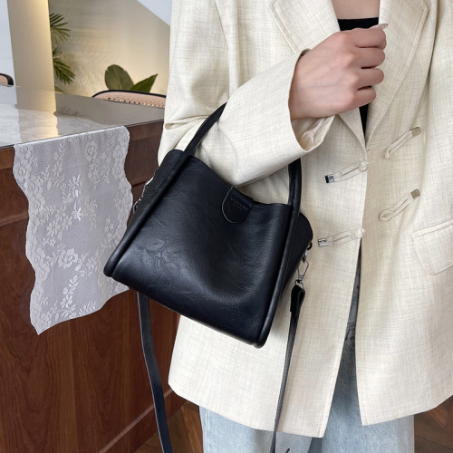 Minimalist Soft PU Leather Bucket Handbag & Crossbody Bag