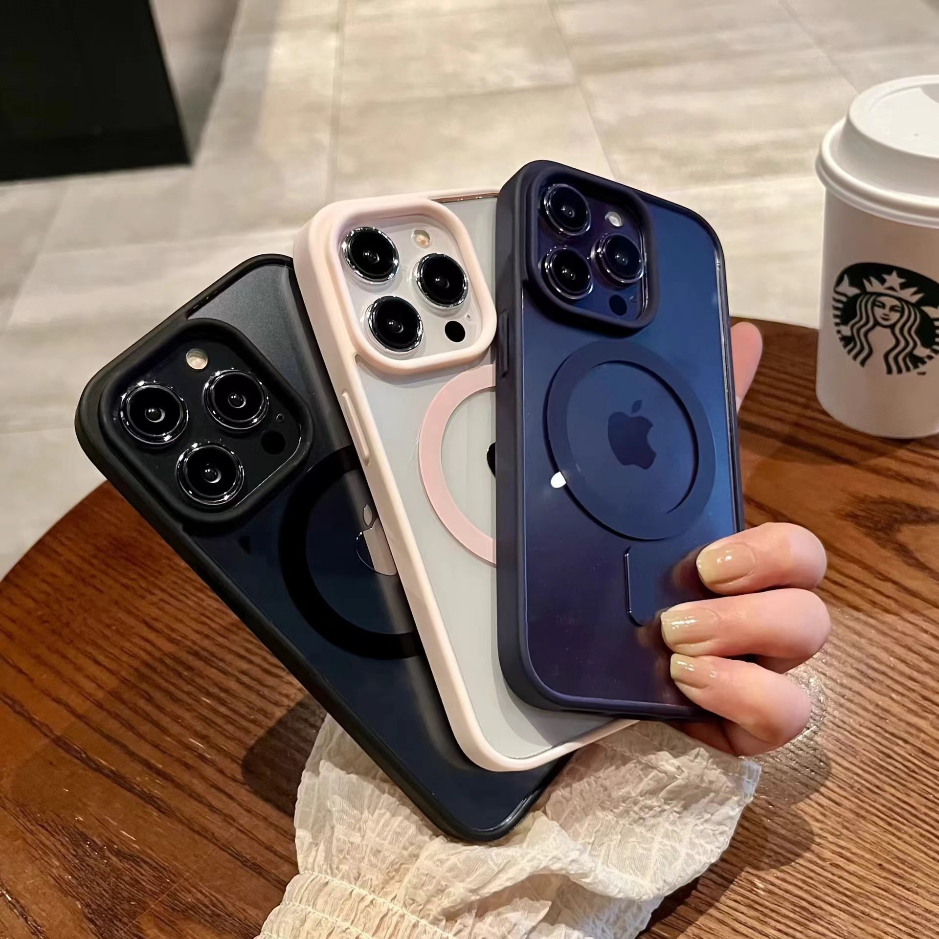 Frosted Matte MagSafe Magnetic Case with Color Bumper