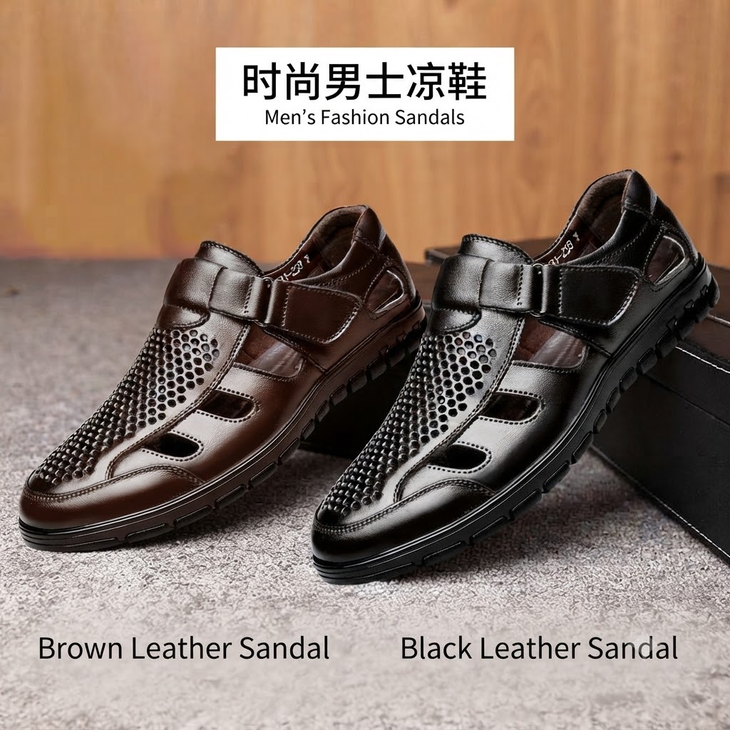 Men's Breathable Hollow-Out Leather Summer Shoes