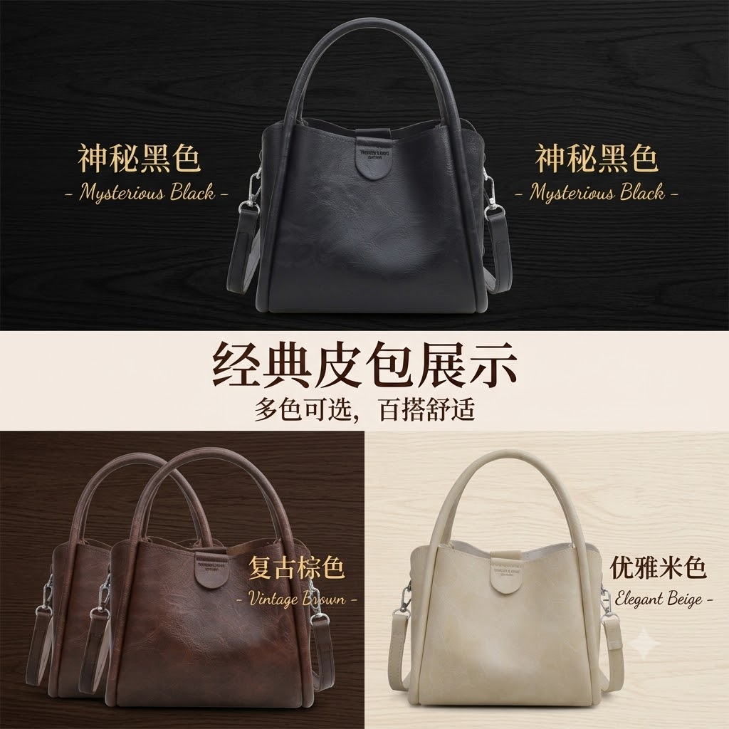 Minimalist Soft PU Leather Bucket Handbag & Crossbody Bag