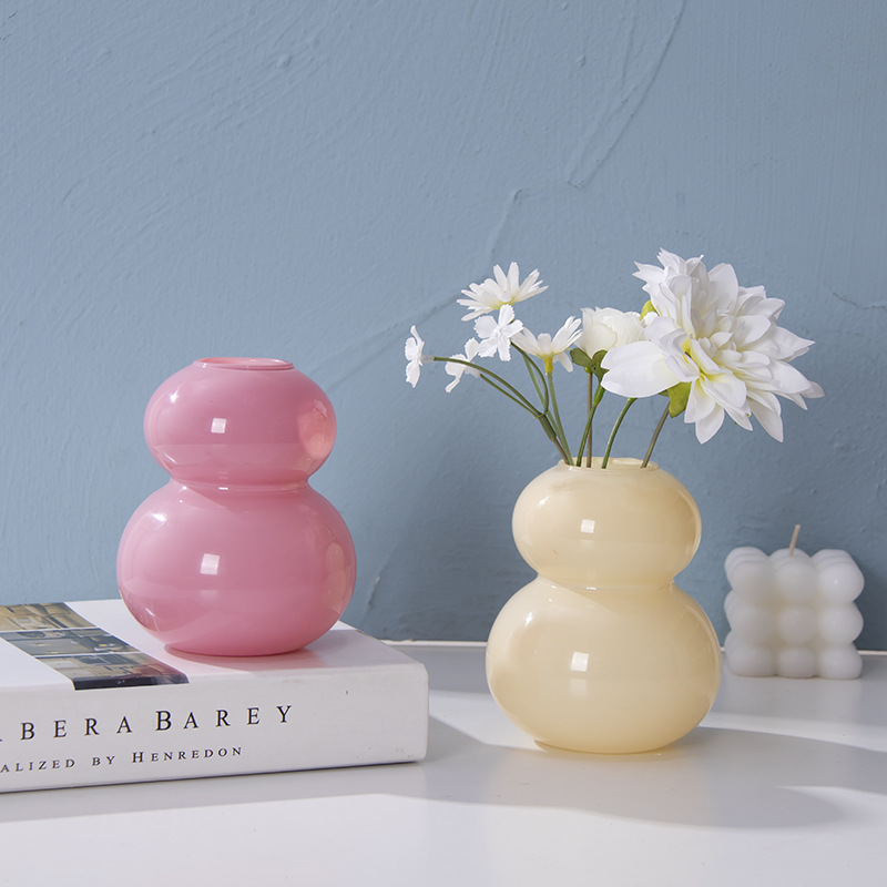 Modern Double-Bubble Glass Gourd Flower Vase