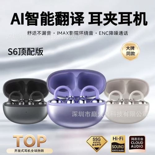 Open-Ear Clip-On Metallic Wireless Earbuds (AI Translation Edition )
