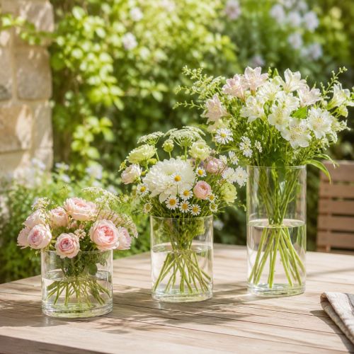 Potted Lavender Plant in Clear Glass Planter